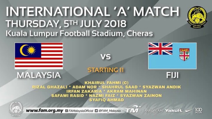 Live Streaming Malaysia vs Fiji 5.7.2018 Friendly Match