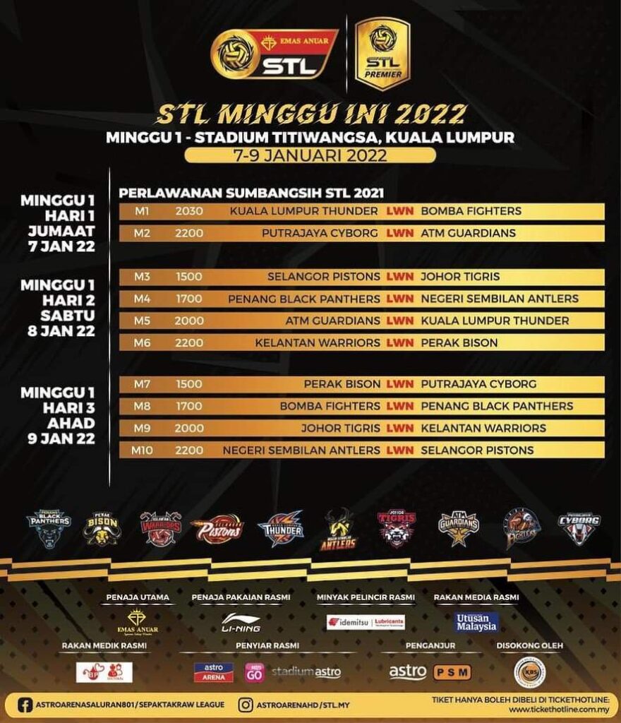 Kedudukan Sepak Takraw League 2022 STL